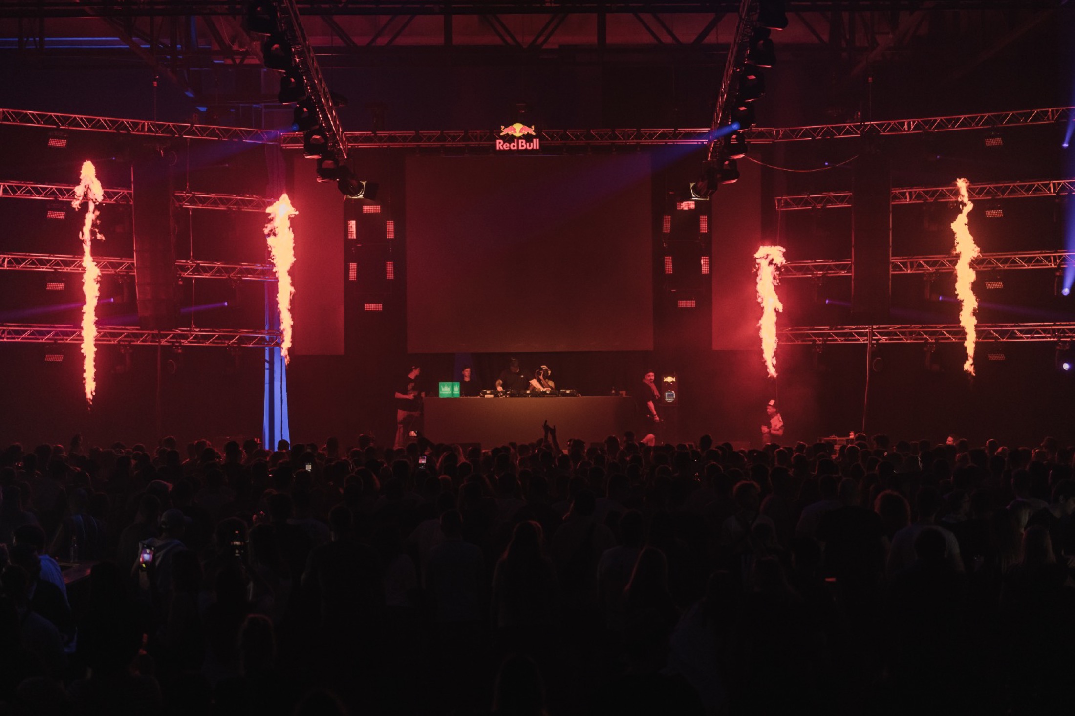 Red stage beams
