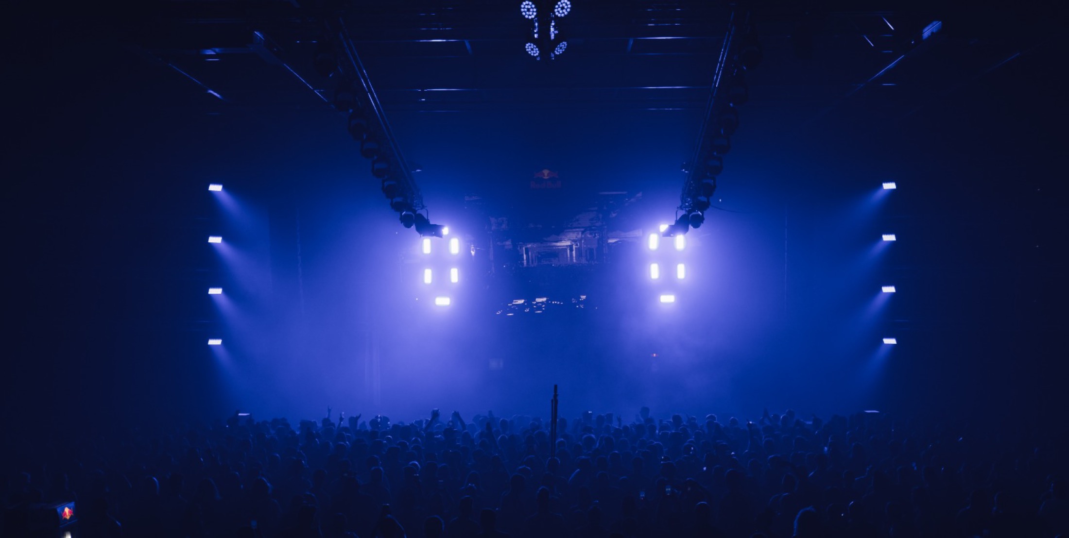 Wide blue stage beams